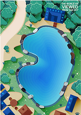 나무 공원 꽃 호수 백그라운드 일러스트 풍경 사람없음 건물 하이앵글 국내일러스트 AI파일 식물 건축물 공공시설 뷰포인트 파일형식 벡터