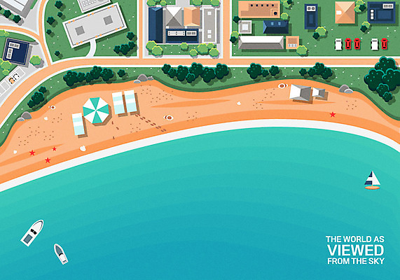 나무 바다 백그라운드 일러스트 자동차 주택 풍경 해변 사람없음 건물 하이앵글 모래사장 파라솔 보트 국내일러스트 AI파일 식물 건축물 육상교통 뷰포인트 배_교통 파일형식 벡터