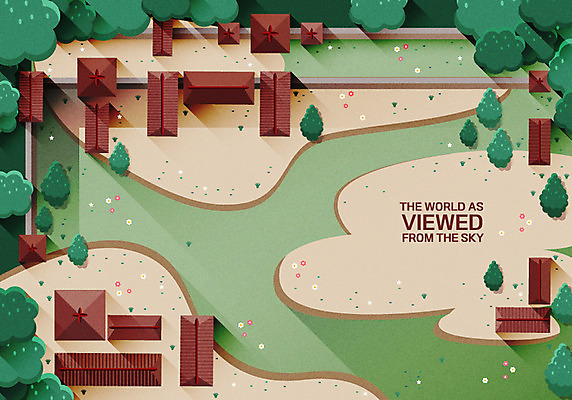 나무 백그라운드 고건축 일러스트 주택 풍경 초원 사람없음 건물 하이앵글 동양적 국내일러스트 AI파일 식물 건축물 뷰포인트 파일형식 벡터