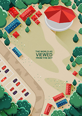 나무 백그라운드 일러스트 자동차 풍경 사람없음 건물 하이앵글 공연장 주차장 국내일러스트 AI파일 식물 건축물 육상교통 뷰포인트 극장 파일형식 벡터