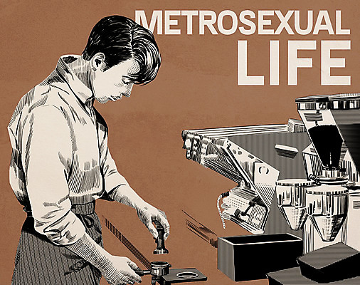 PSD 패션 남자 일러스트 한명 서기 상반신 성인 빈티지 커피메이커 열정 바리스타 젠틀맨 댄디 댄디스타일 메트로섹슈얼 국내일러스트 직업 1 감정 컨셉 모션 사람 커피용품 파일형식