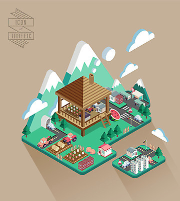 구름 백그라운드 밭 일러스트 산 수박 주택 사람없음 건물 트럭 시골 터널 입체 원두막 경운기 아이소메트릭 국내일러스트 AI파일 자연요소 건축물 길 농업 과일 자동차 농기계 파일형식 벡터