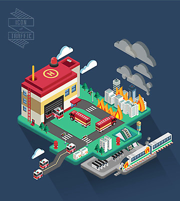 백그라운드 일러스트 불 사람없음 연기 구급차 입체 소방차 아이소메트릭 전철역 소방서 지하철표 국내일러스트 AI파일 자연요소 자동차 티켓 역 소방 파일형식 벡터