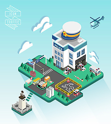 구름 백그라운드 일러스트 사람없음 건물 헬리콥터 구급차 입체 아이소메트릭 경찰차 경찰서 사고현장 국내일러스트 AI파일 자연요소 건축물 자동차 비행기 경찰 사건 파일형식 벡터