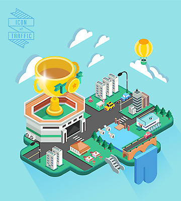 도로 백그라운드 일러스트 자동차 사람없음 건물 경기장 열기구 트로피 입체 아이소메트릭 가교 국내일러스트 AI파일 건축물 길 육상교통 스포츠시설 항공교통 교통시설 상_우승 파일형식 벡터