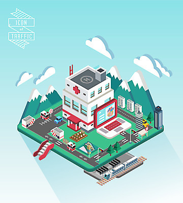 구름 백그라운드 일러스트 병원 사람없음 건물 전철 구급차 입체 아이소메트릭 전철역 지하철표 국내일러스트 AI파일 자연요소 건축물 육상교통 의학 자동차 대중교통 티켓 역 파일형식 벡터