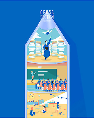 학생 여자 교육 남자 어린이 일러스트 졸업 교실 고등학교 초등학교 여러명 성인 책 연필 칠판 유치원 비교 대학교 단면도 중학교 크로스섹션 국내일러스트 AI파일 다수 컨셉 학교 단면 학용품 사람 필기구 파일형식 벡터