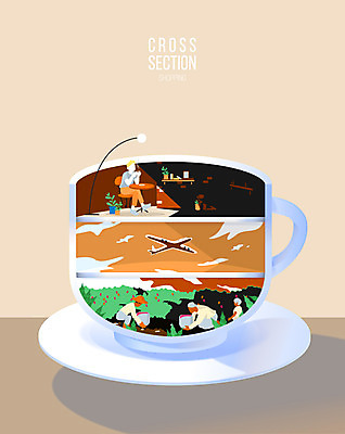여자 남자 커피 일러스트 노동자 비행기 여러명 컵 카페 원두 비교 커피잔 단면도 크로스섹션 국내일러스트 AI파일 직업 식기 음료 다수 컨셉 항공교통 단면 잔 대중교통 사람 상점 파일형식 벡터