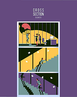 여자 남자 일러스트 여러명 사무실 계단 구직 비교 청년실업 낙하산 단면도 취업문 크로스섹션 국내일러스트 AI파일 다수 컨셉 비즈니스 단면 사람 실업 사회이슈 파일형식 벡터