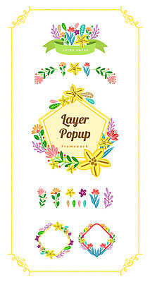 꽃 리본 백그라운드 일러스트 프레임 사람없음 세트 라벨 심볼 웹엘리먼트 국내일러스트 AI파일 식물 엘리먼트 파일형식 벡터