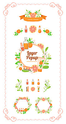 꽃 리본 백그라운드 일러스트 프레임 사람없음 세트 라벨 화장품 립스틱 자몽 심볼 튜브 아이섀도 웹엘리먼트 국내일러스트 AI파일 식물 과일 뷰티 엘리먼트 파일형식 벡터