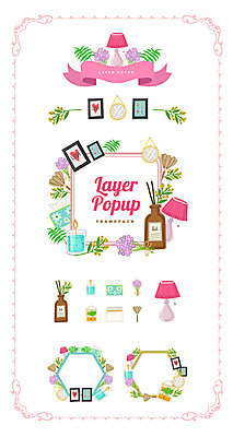 꽃 리본 액자 백그라운드 일러스트 초 나뭇잎 프레임 사람없음 인테리어 세트 라벨 거울 달력 스탠드 먼지떨이 심볼 디퓨저 웹엘리먼트 국내일러스트 AI파일 식물 디자인 잎 조명 청소도구 엘리먼트 파일형식 벡터