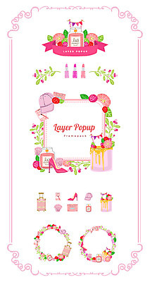 리본 구두 백그라운드 일러스트 초 조개 나뭇잎 프레임 사람없음 세트 라벨 케이크 캐리어 립스틱 심볼 웹엘리먼트 국내일러스트 AI파일 신발 잎 어패류 디저트 여행가방 화장품 엘리먼트 파일형식 벡터