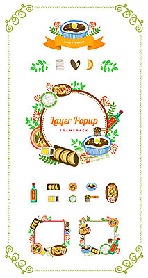 리본 백그라운드 일러스트 나뭇잎 프레임 사람없음 세트 라벨 중식 짜장면 심볼 만두 단무지 홍합 짬뽕 꽃빵 웹엘리먼트 국내일러스트 AI파일 음식 빵 잎 어패류 엘리먼트 파일형식 벡터