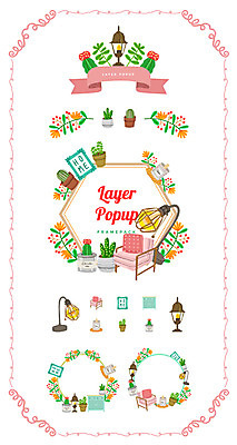 꽃 리본 화분 액자 백그라운드 일러스트 초 나뭇잎 조명 선인장 프레임 사람없음 인테리어 세트 라벨 스탠드 심볼 서랍장 웹엘리먼트 국내일러스트 AI파일 식물 디자인 가구 잎 엘리먼트 파일형식 벡터