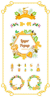 꽃 리본 음료 백그라운드 일러스트 유리병 프레임 사람없음 세트 라벨 벌 심볼 꿀 웹엘리먼트 국내일러스트 AI파일 식물 곤충 병_용기 엘리먼트 파일형식 벡터