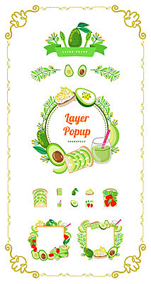 리본 음료 빵 백그라운드 일러스트 딸기 프레임 사람없음 세트 라벨 심볼 토스트 아보카도 웹엘리먼트 국내일러스트 AI파일 음식 과일 엘리먼트 파일형식 벡터