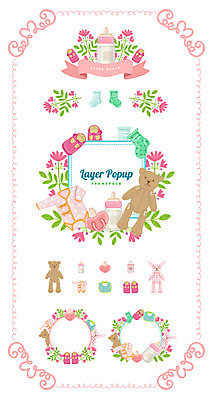 리본 인형 백그라운드 신발 일러스트 나뭇잎 양말 프레임 사람없음 세트 라벨 아기 우유병 노리개젖꼭지 심볼 유아복 웹엘리먼트 국내일러스트 AI파일 옷 잎 병_용기 사람 아기용품 우유 엘리먼트 파일형식 벡터