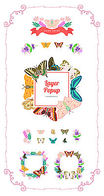 꽃 리본 나비 백그라운드 여러마리 일러스트 프레임 사람없음 세트 라벨 심볼 웹엘리먼트 국내일러스트 AI파일 식물 다수 곤충 엘리먼트 파일형식 벡터