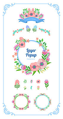 꽃 백그라운드 일러스트 나뭇잎 프레임 사람없음 세트 라벨 심볼 웹엘리먼트 국내일러스트 AI파일 식물 잎 엘리먼트 파일형식 벡터