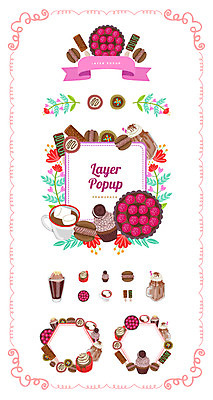 리본 백그라운드 일러스트 나뭇잎 아이스크림 프레임 사람없음 컵 세트 라벨 케이크 초콜릿 심볼 마카롱 웹엘리먼트 국내일러스트 AI파일 식기 잎 디저트 엘리먼트 파일형식 벡터