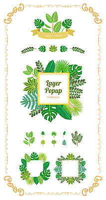 리본 백그라운드 일러스트 나뭇잎 프레임 사람없음 세트 라벨 심볼 열대식물 웹엘리먼트 국내일러스트 AI파일 식물 잎 엘리먼트 파일형식 벡터