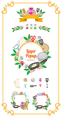 열매 백그라운드 일러스트 주방용품 유리병 나뭇잎 프레임 가위 쟁반 요리 사람없음 세트 라벨 조미료 프라이팬 심볼 뒤집개 웹엘리먼트 국내일러스트 AI파일 식물 생활용품 잎 병_용기 문구용품 엘리먼트 향미료 파일형식 벡터