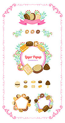 리본 백그라운드 일러스트 나뭇잎 프레임 사람없음 세트 라벨 쿠키 과자 초콜릿 도넛 심볼 웹엘리먼트 크림비스켓 국내일러스트 AI파일 잎 디저트 엘리먼트 파일형식 벡터