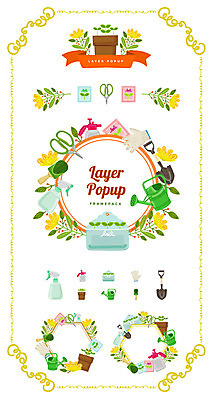 꽃 리본 화분 장갑 백그라운드 일러스트 프레임 가위 씨앗 사람없음 세트 라벨 삽 심볼 분무기 웹엘리먼트 국내일러스트 AI파일 식물 잡화 문구용품 엘리먼트 파일형식 벡터