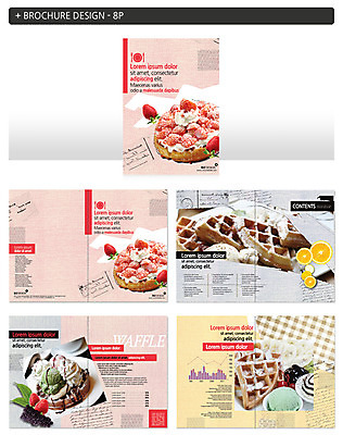 템플릿 접시 ZIP 음식 오렌지 딸기 아이스크림 팜플렛 사람없음 와플 인디자인 INDD 이미지템플릿 식기 과일 디저트 파일형식