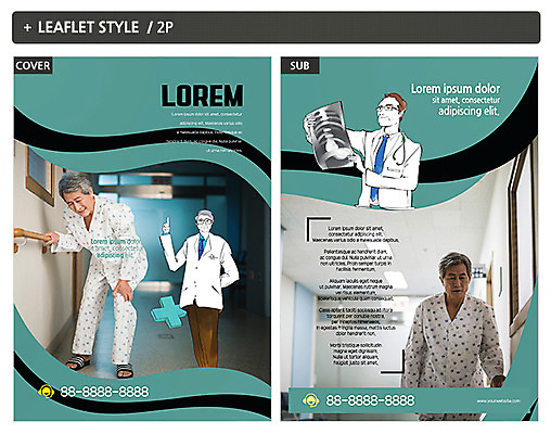 템플릿 노년 남자 ZIP 포스터 리플렛 의학 엑스레이 병원 여러명 성인 한국인 환자 의사 60대 전단템플릿 전단 인디자인 INDD 이미지템플릿 다수 사람 동양인 의료진 홍보물 파일형식