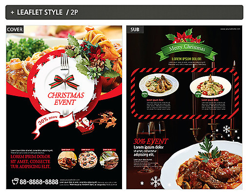 템플릿 ZIP 포스터 리본 음식 리플렛 포크 크리스마스 서양음식 사람없음 와인 전단템플릿 전단 인디자인 INDD 이미지템플릿 식기 기념일 주류 홍보물 파일형식