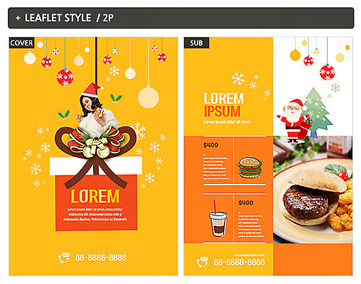 템플릿 여자 남자 ZIP 포스터 리플렛 크리스마스 성인 두명 30대 산타클로스 한국인 햄버거 전단템플릿 전단 인디자인 INDD 이미지템플릿 기념일 패스트푸드 사람 동양인 장년 홍보물 파일형식