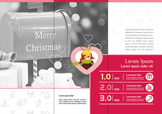 PSD 템플릿 편집 표지디자인 북디자인 출판디자인 여자 내지 리플렛 크리스마스 북커버 3단접지 한명 이벤트 팜플렛 우체통 사슴뿔 이미지템플릿 1 기념일 뿔 사람 파일형식