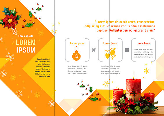 PSD 템플릿 편집 표지디자인 북디자인 출판디자인 내지 리플렛 크리스마스 북커버 촛불 3단접지 이벤트 팜플렛 사람없음 장식볼 눈송이 포인세티아 이미지템플릿 기념일 꽃 초 눈_날씨 장식 파일형식