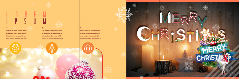 PSD 외국인 템플릿 편집 표지디자인 북디자인 출판디자인 여자 내지 리플렛 크리스마스 북커버 촛불 3단접지 산타옷 한명 이벤트 팜플렛 20대 성인 장식볼 성인여자한명만 이미지템플릿 1 옷 기념일 초 사람 인종 청년 장식 여자한명만 성인여자만 파일형식