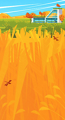 건축물 단풍 일러스트 단풍나무 풍경 사람없음 건물 가을 잠자리 갈대밭 국내일러스트 AI파일 나무 계절 건축 곤충 잎 파일형식 벡터 갈대_식물