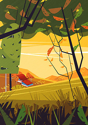 나무 건축물 단풍 일러스트 산 풍경 초원 사람없음 건물 가을 나뭇가지 숲 국내일러스트 AI파일 식물 계절 건축 잎 파일형식 벡터