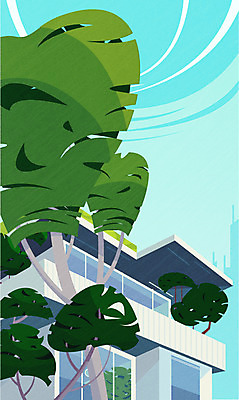 나무 건축물 일러스트 풍경 사람없음 건물 여름 여름풍경 국내일러스트 AI파일 식물 계절 건축 파일형식 벡터 여름_계절