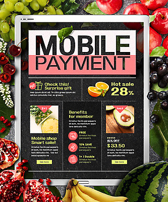 PSD 템플릿 웹템플릿 오렌지 수박 이벤트페이지 바나나 이벤트 사람없음 스마트폰 쇼핑 세일 체리 사과 파인애플 블루베리 결제 석류 핀테크 이미지템플릿 과일 모바일 금융 핸드폰 스마트기기 열대과일 페이지 파일형식