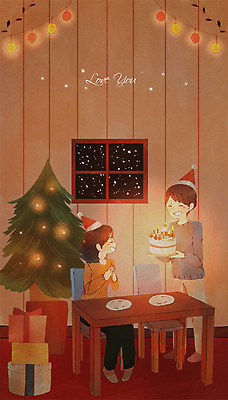 전신 PSD 커플 여자 남자 크리스마스 겨울 일러스트 안기 선물 사랑 이벤트 성인 두명 케이크 축하 국내일러스트 계절 기념일 감정 컨셉 관계 모션 디저트 사람 파일형식