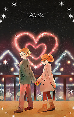 전신 PSD 커플 여자 남자 크리스마스 겨울 일러스트 밤하늘 사랑 서기 이벤트 성인 두명 빛 손잡기 하트 네온 국내일러스트 모양 계절 기념일 감정 관계 모션 하늘 사람 야간 파일형식