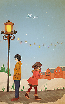 PSD 커플 여자 남자 크리스마스 겨울 가로등 일러스트 사랑 성인 두명 이별 싸움 국내일러스트 계절 공공시설 기념일 감정 컨셉 관계 모션 사람 파일형식