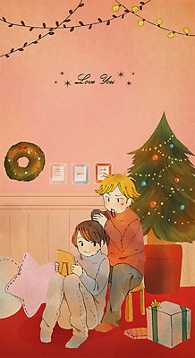 전신 PSD 커플 여자 남자 크리스마스 겨울 일러스트 사랑 앉기 이벤트 성인 두명 크리스마스트리 머리카락 방 머리손질 머리끈 국내일러스트 계절 기념일 감정 장신구 관계 모션 사람 뷰티 머리 파일형식