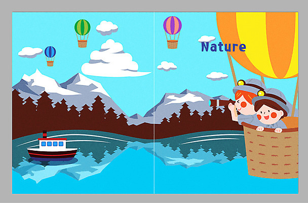 구름 바다 일러스트 자연 하늘 교재 산 소녀 소년 상반신 두명 망원경 열기구 비행 랜턴 체험학습 숲 선박 국내일러스트 AI파일 자연요소 여자 교육 남자 어린이 수상교통 항공교통 조명 사람 체험 생태계 파일형식 벡터