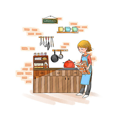 전신 PSD 여자 일러스트 벽지 주방용품 한명 서기 성인 컵 인테리어 주방 프라이팬 냄비 DIY 안식처 성인여자한명만 국내일러스트 1 식기 디자인 생활용품 모션 휴식 사람 취미 솥 여자한명만 성인여자만 파일형식
