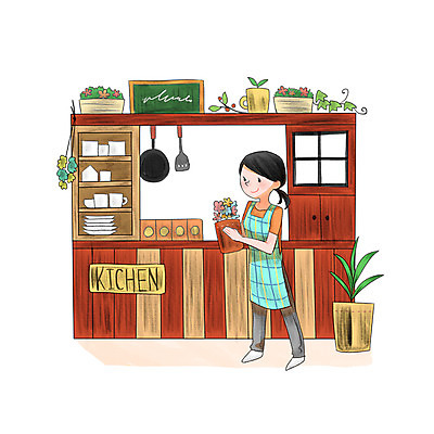 전신 PSD 식물 여자 꽃 일러스트 창문 주방용품 한명 서기 성인 인테리어 주방 관엽식물 DIY 미니칠판 성인여자한명만 국내일러스트 1 디자인 생활용품 모션 사람 취미 칠판 여자한명만 성인여자만 파일형식