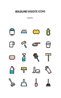 아이콘 사람없음 세트 쓰레기통 화장지 먼지떨이 빗자루 세제 라인아이콘 롤러 고무장갑 비누 청소기 걸레 수세미 스펀지 뚫어뻥 볼드라인 2D아이콘 AI파일 장갑 전자제품 위생용품 청소도구 고무 파일형식 벡터