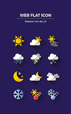 구름 아이콘 날씨 사람없음 세트 태양 추위 안개 달 눈 비 더위 번개 플랫아이콘 2D아이콘 AI파일 자연요소 파일형식 벡터