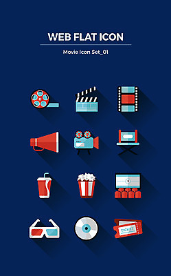 아이콘 사람없음 세트 확성기 티켓 클래퍼보드 영화관 필름 플랫아이콘 콜라 팝콘 영사기 DVD 3D안경 간이의자 2D아이콘 AI파일 안경 의자 극장 탄산음료 파일형식 벡터
